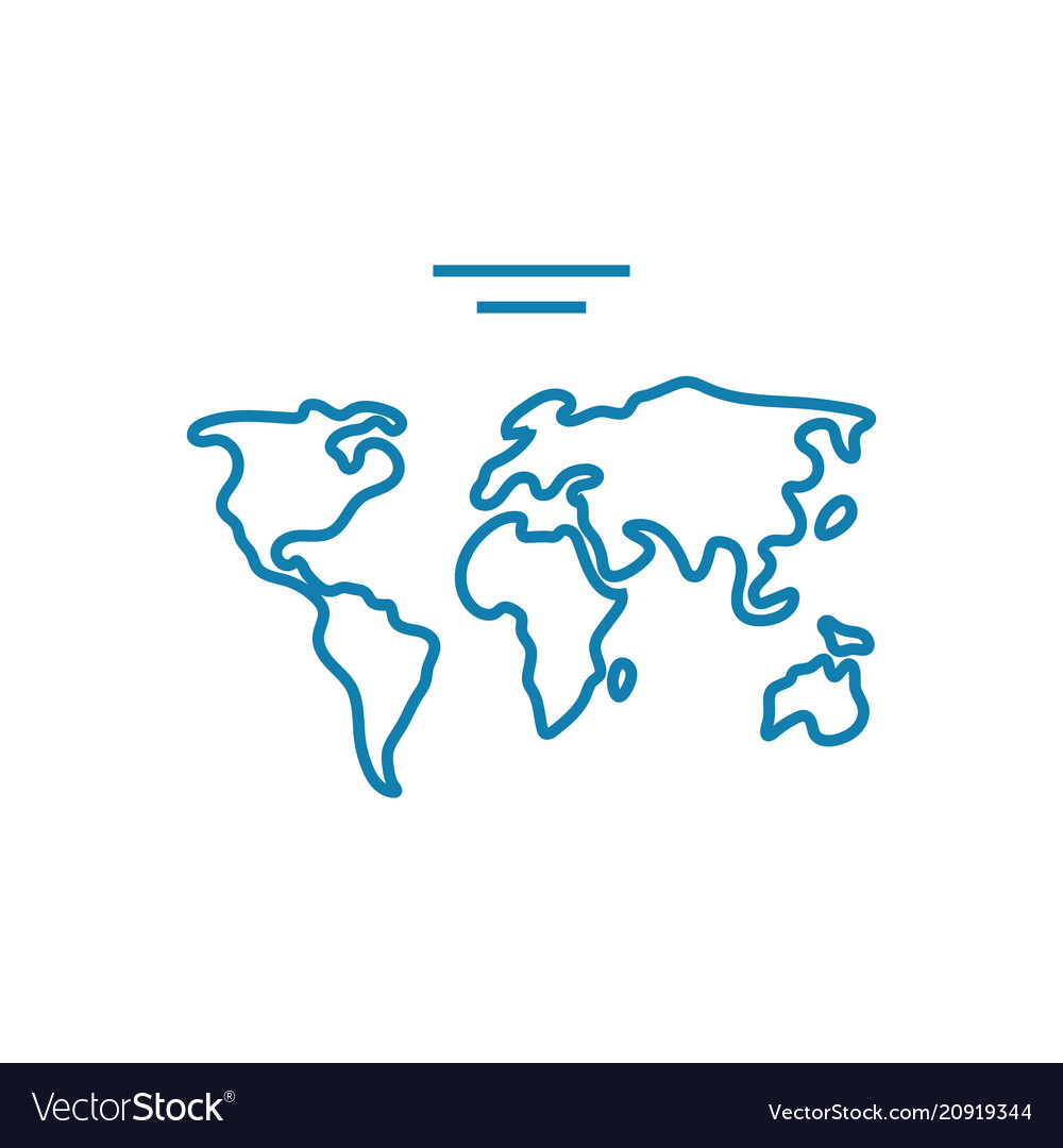 World map linear icon concept line vector image World map linear icon concept line