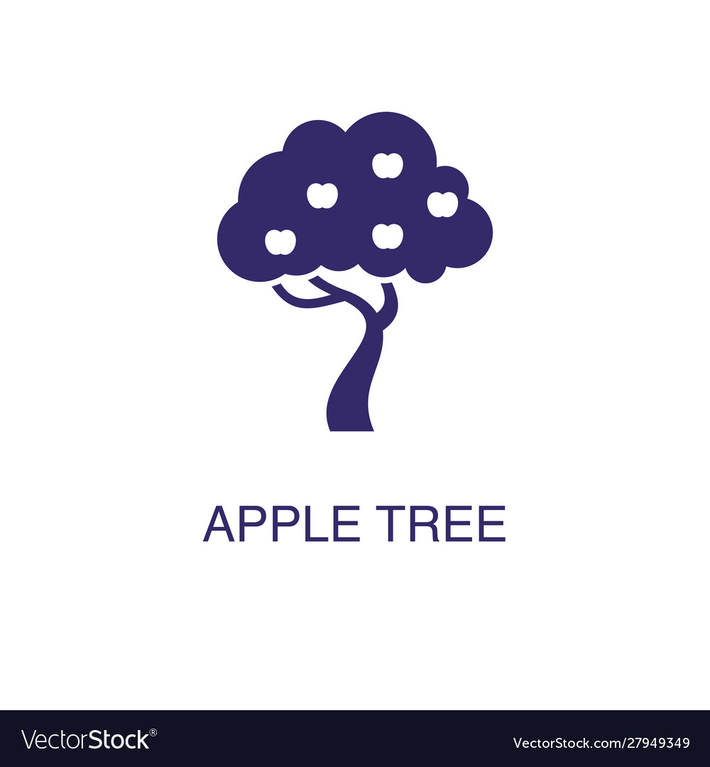 Apple tree element in flat simple style on white