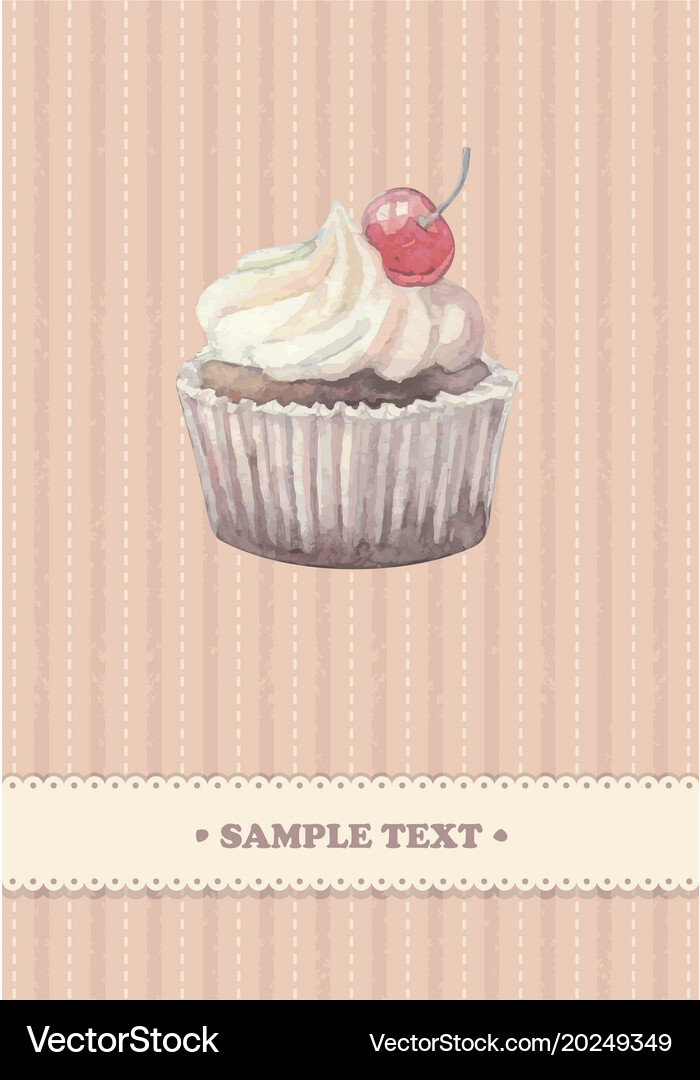 Background with watercolor cupcakes Royalty Free Vector