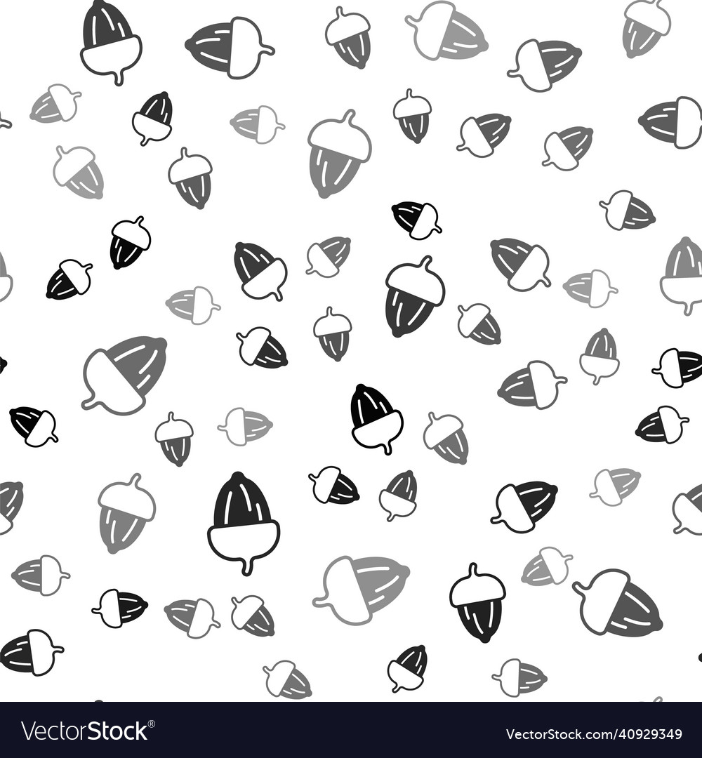 Black acorn icon isolated seamless pattern vector image Black acorn icon isolated seamless pattern