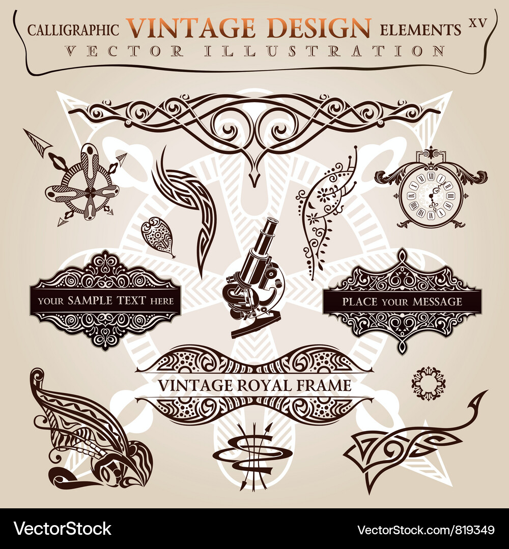 Calligraphic elements vintage Royalty Free Vector Image