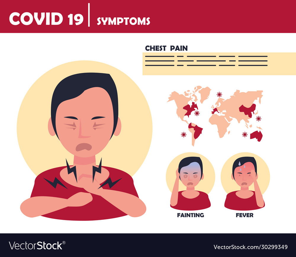 Covid19 particles with earth maps and symptoms Vector Image