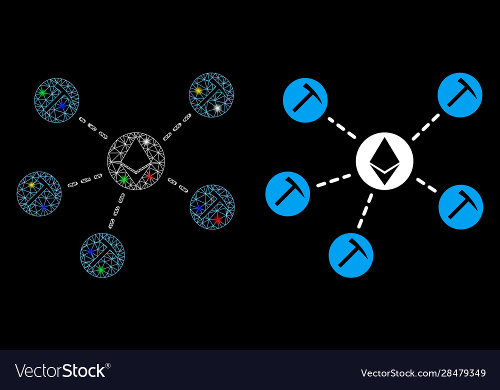 Flare mesh wire frame ethereum mining pool icon vector image Flare mesh wire frame ethereum mining pool icon
