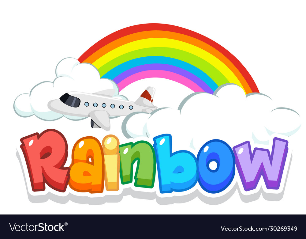 font-design-for-word-rainbow-with-rainbow-vector-image