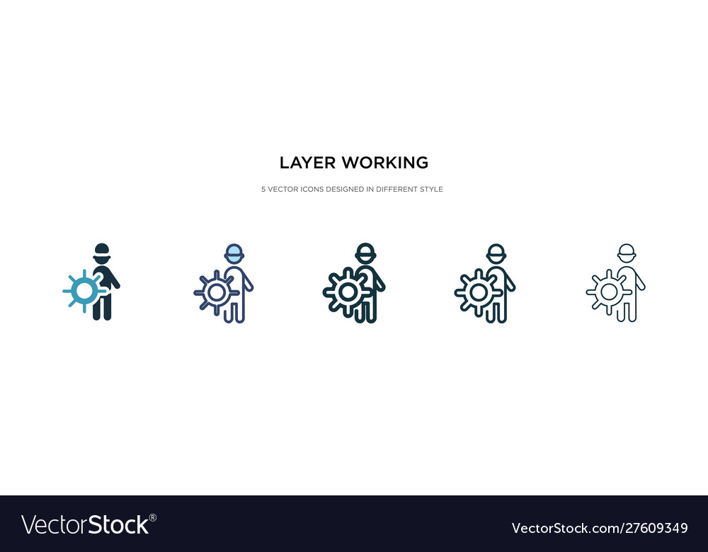 Layer working icon in different style two vector image Layer working icon in different style two