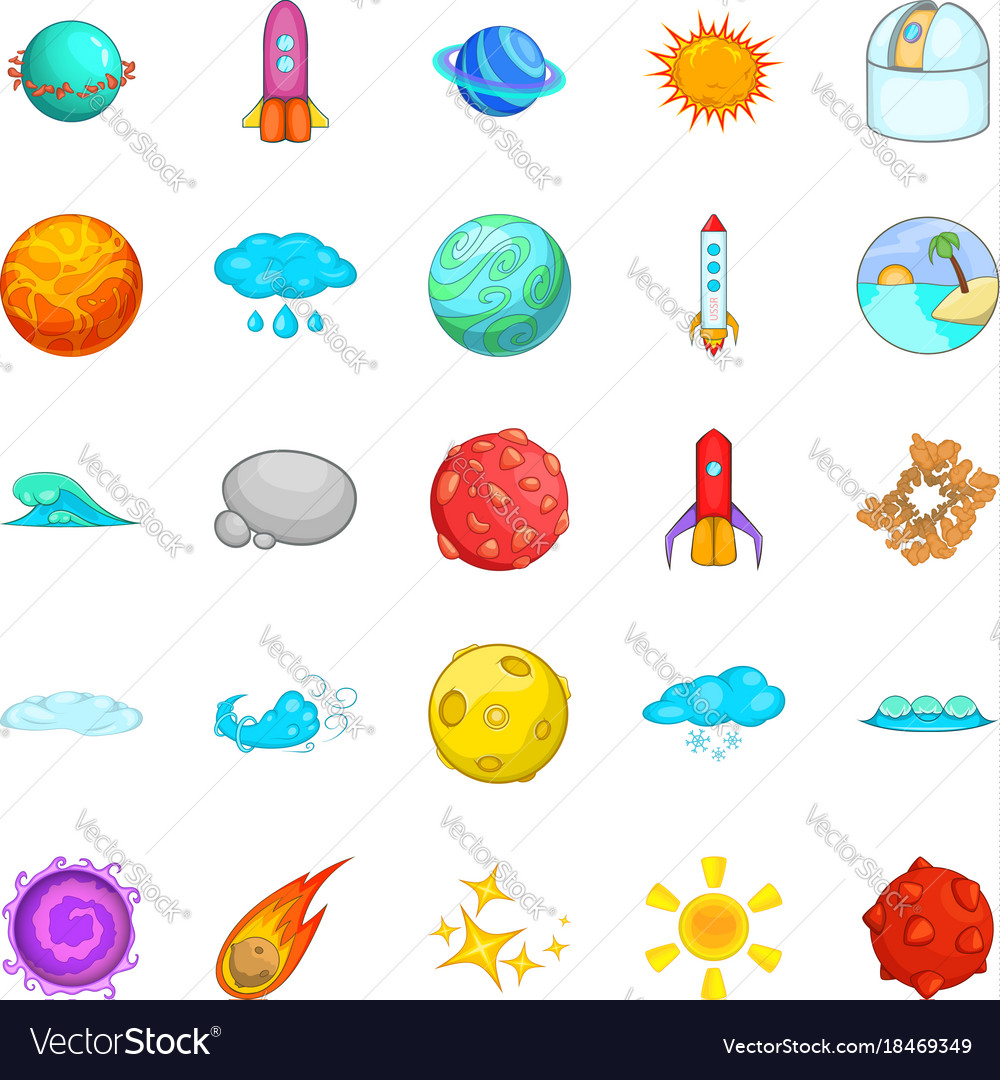 Macrocosm icons set cartoon style Royalty Free Vector Image