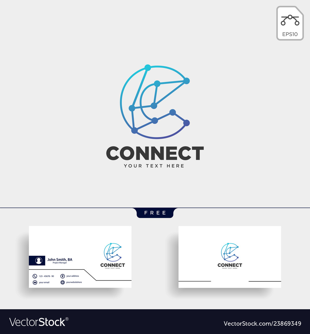 Minimal c initial connecting logo template