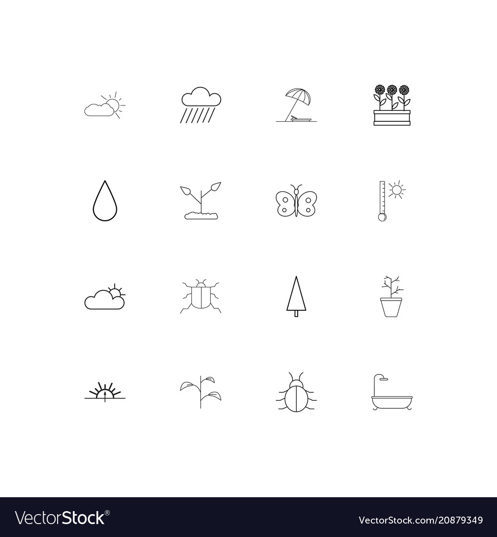 Nature linear thin icons set outlined simple