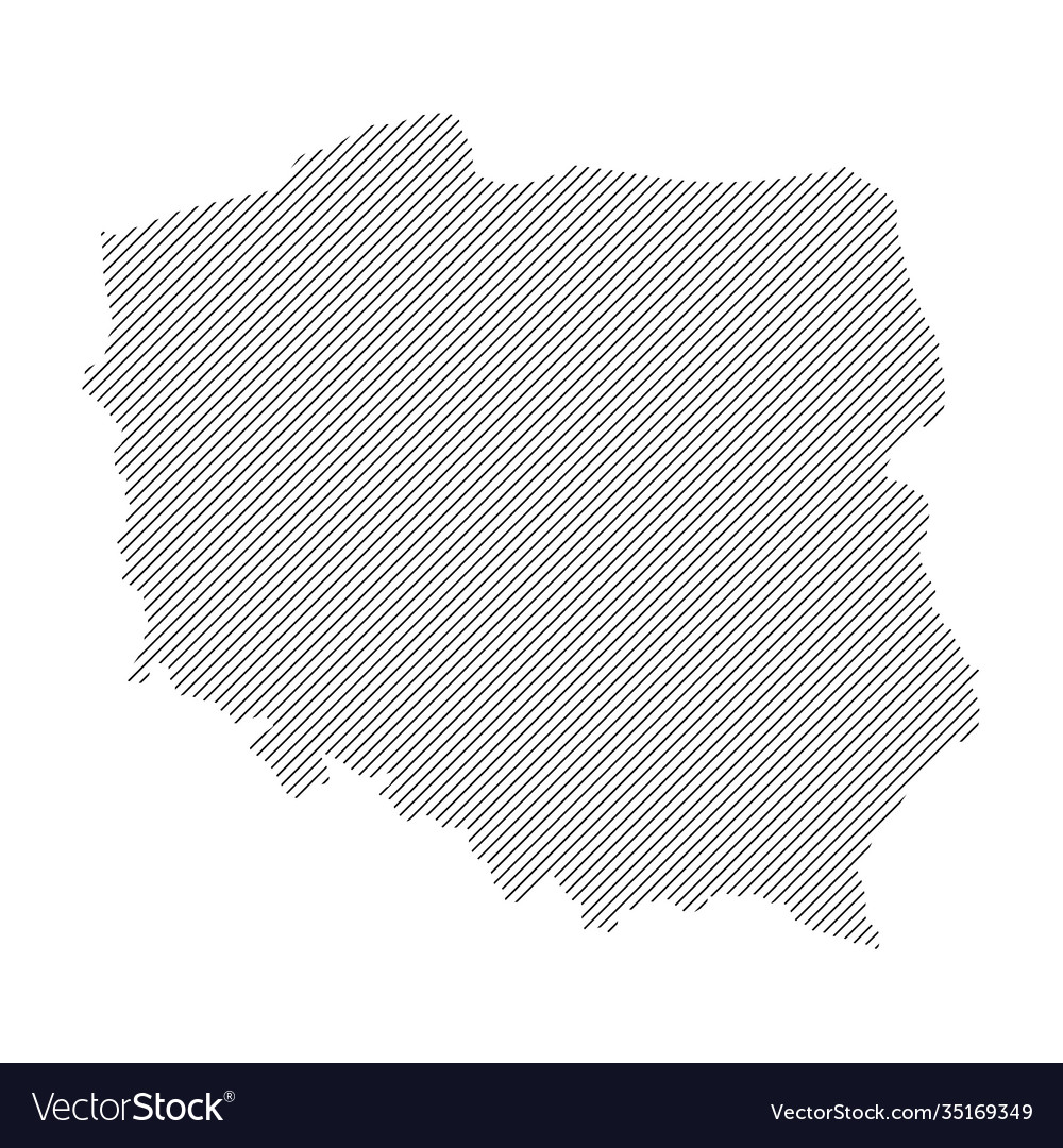 Poland map from pattern black slanted parallel