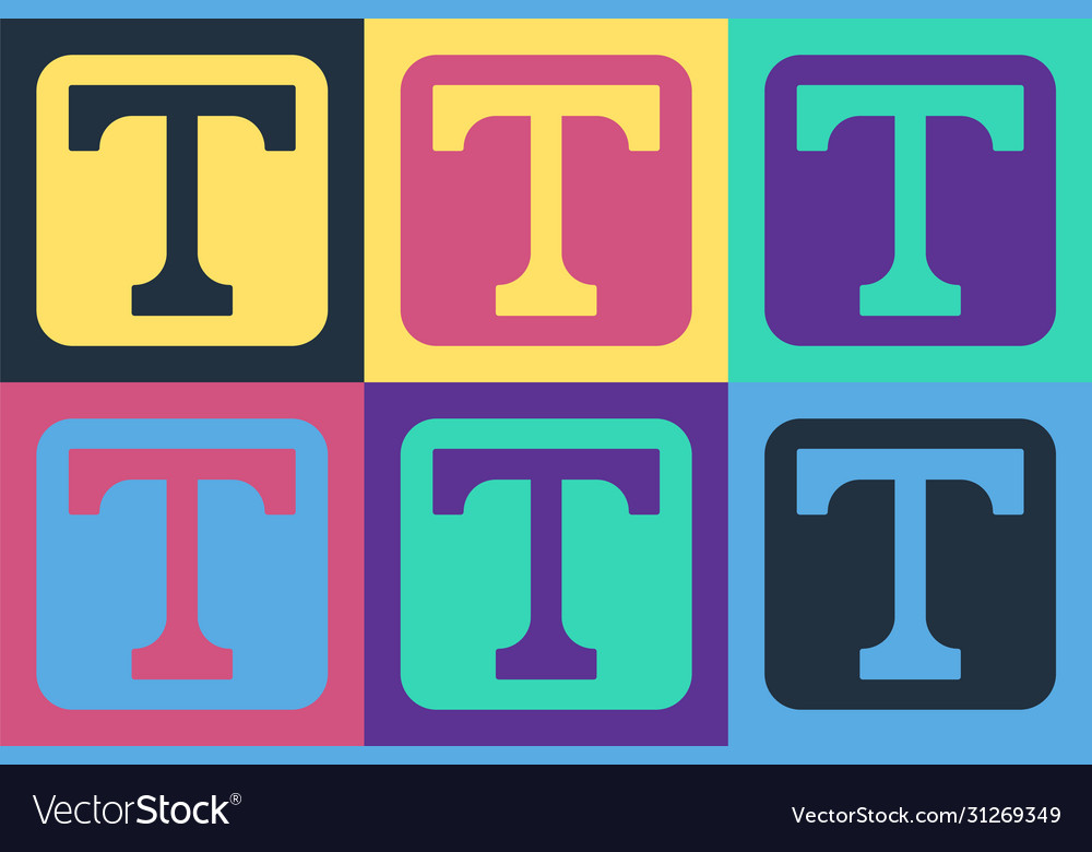 Pop art text icon isolated on color background Vector Image Pop art text icon isolated on color background