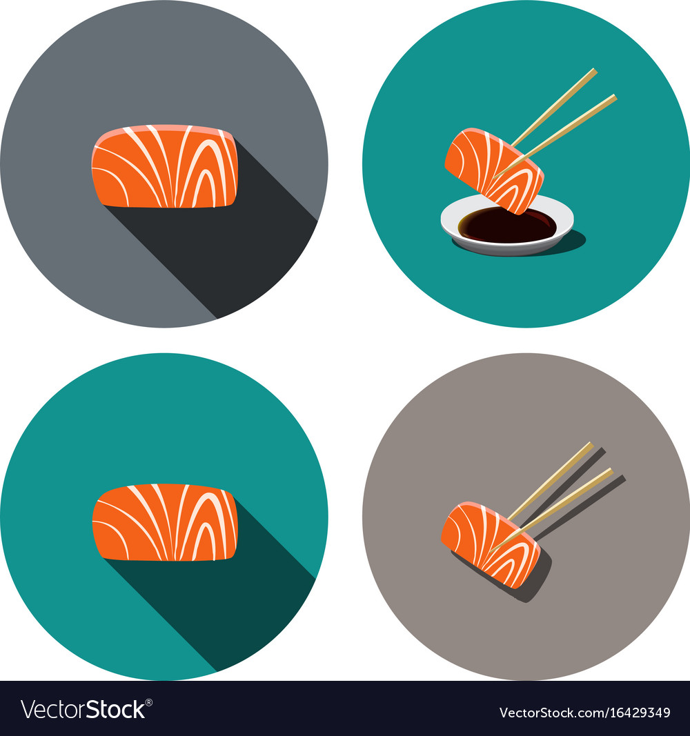Salmon Sashimi Icon Set