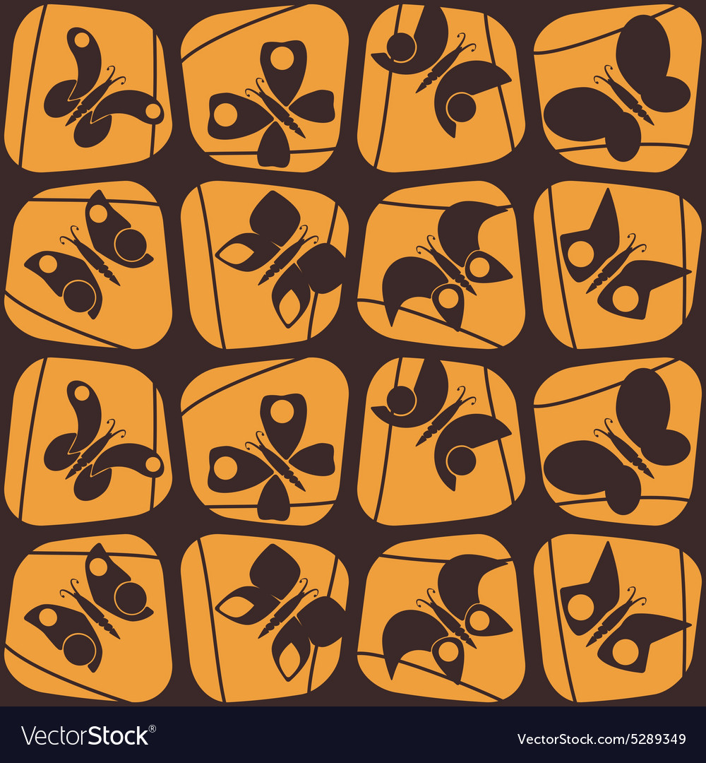 Seamless background with different butterflies