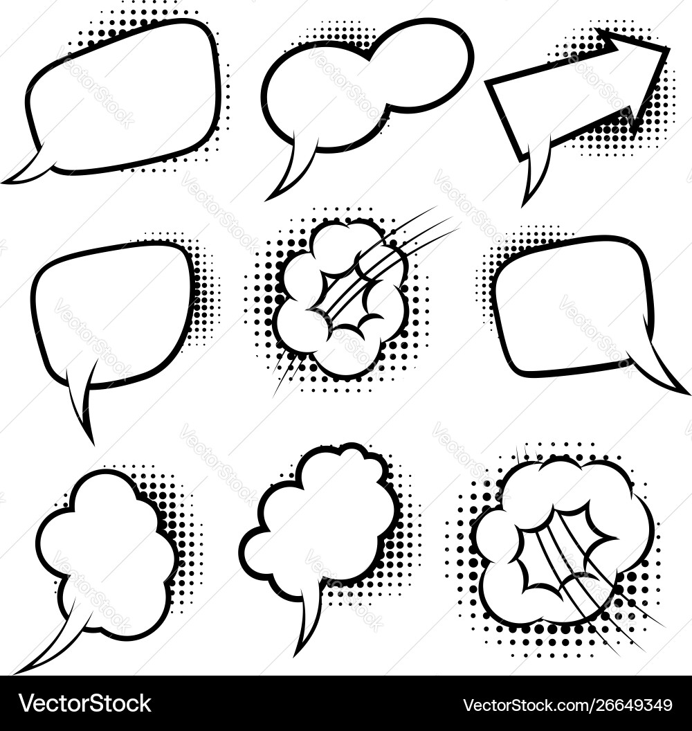 Set empty comic style speech bubbles Royalty Free Vector