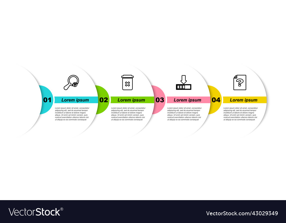 Set line unknown search trash can loading vector image Set line unknown search trash can loading