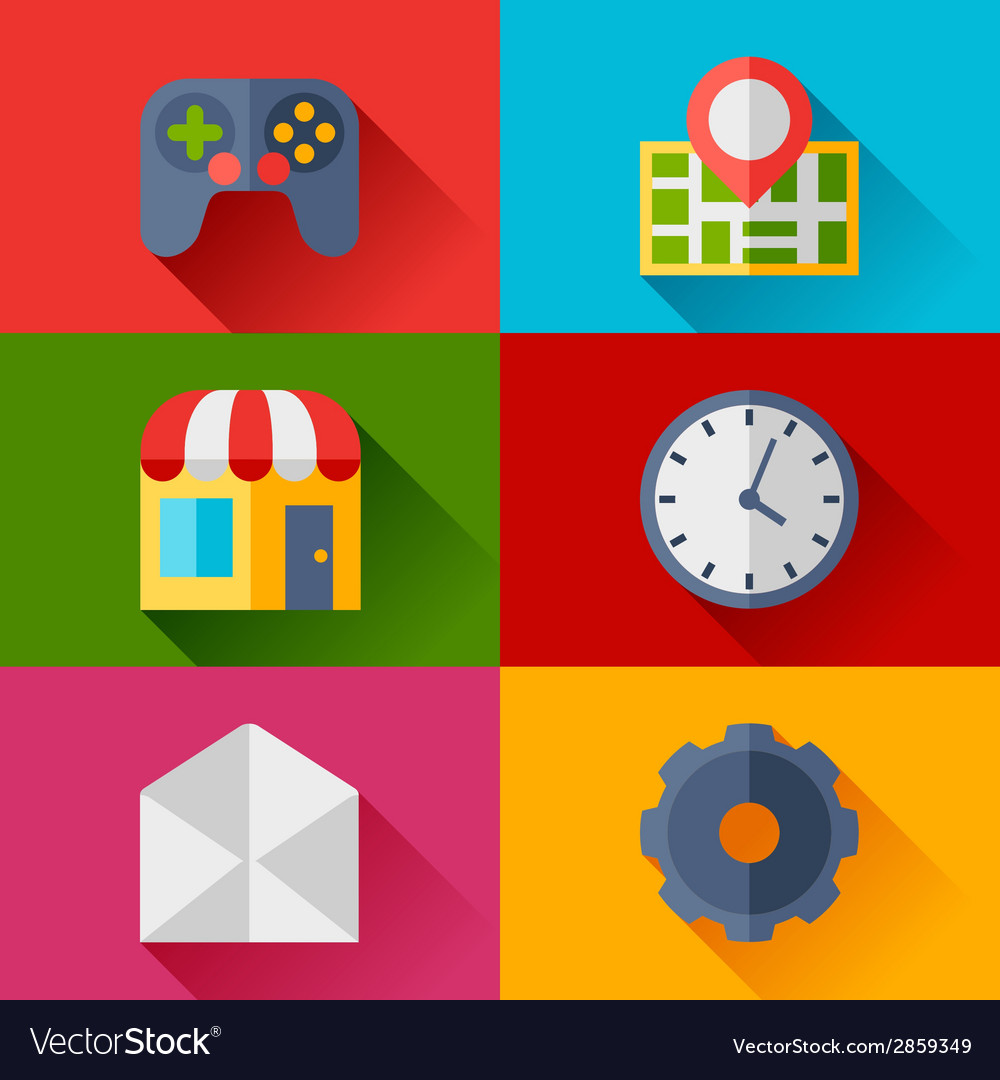 Set of game icons in flat design style