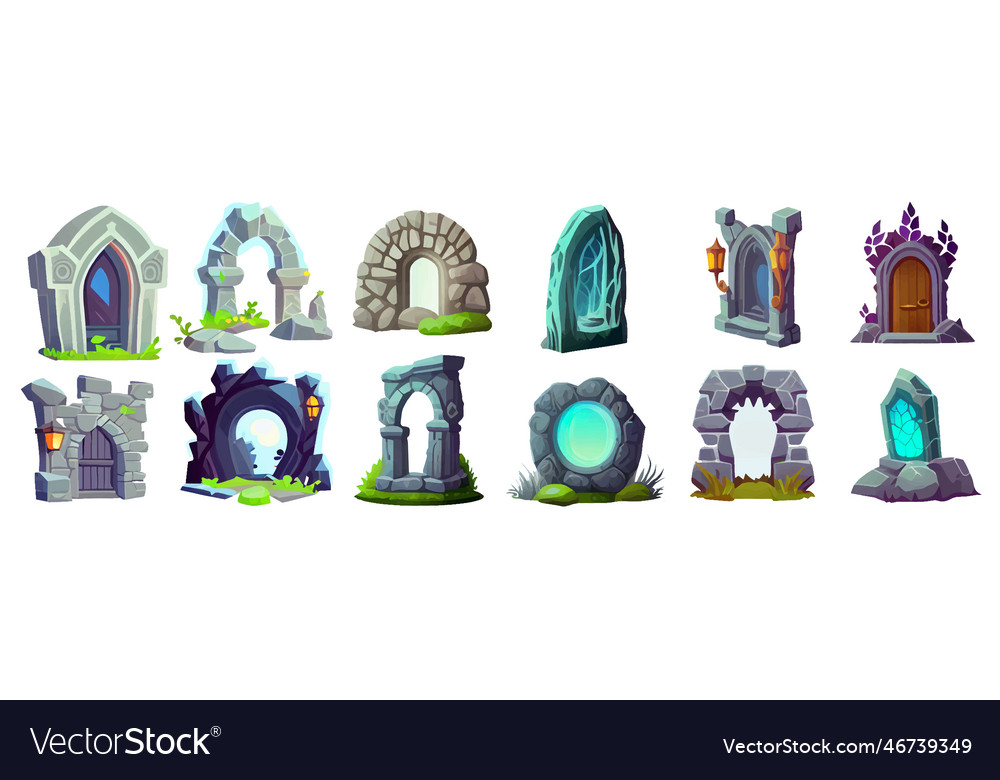 Set of portal ui game level up vector image Set of portal ui game level up