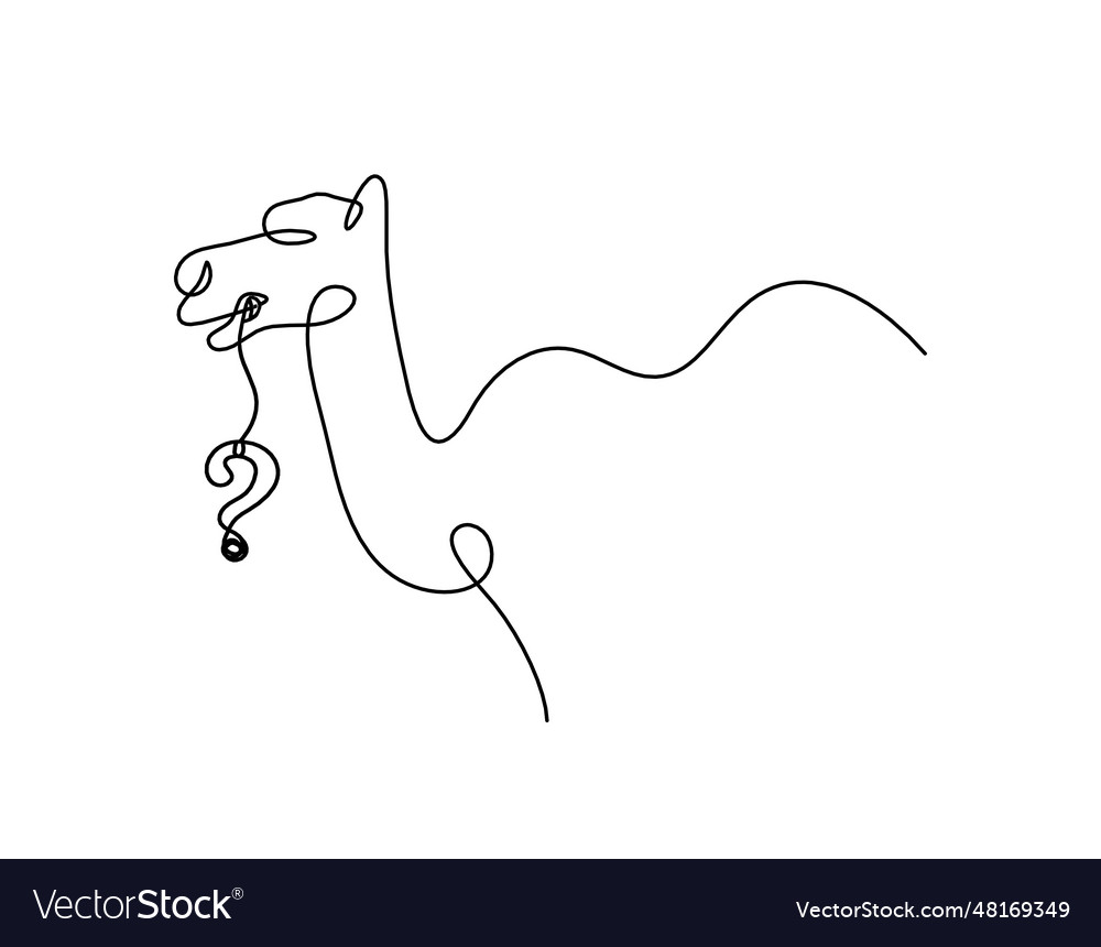 Silhouette of abstract camel with question mark