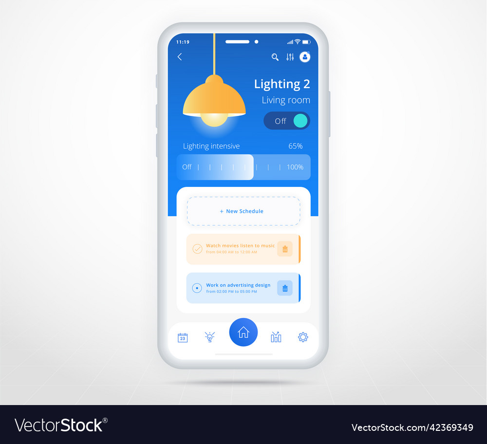 Smartphone smart home controlled app ux ui iot Vector Image Smartphone smart home controlled app ux ui iot