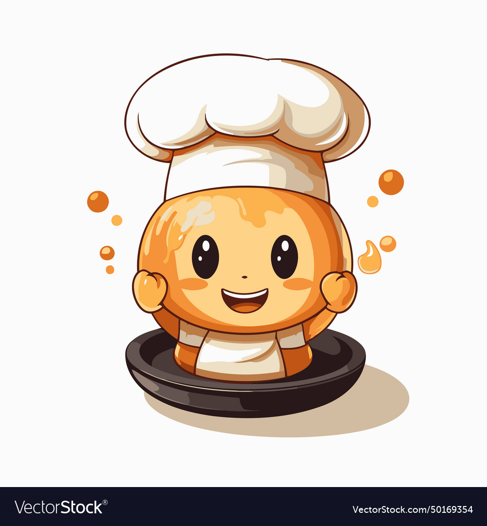 A cute cartoon chef mascot character with chefs