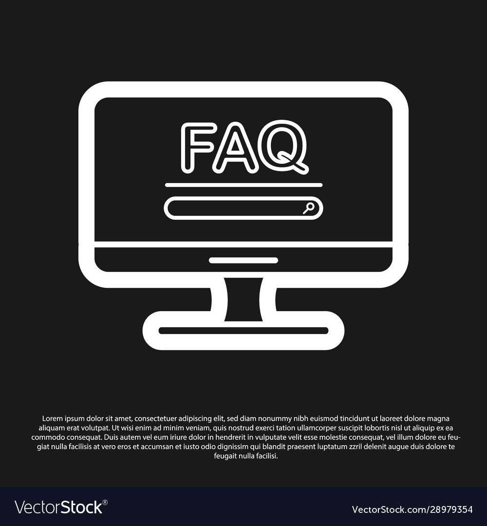 Black computer monitor with text faq information vector image Black computer monitor with text faq information