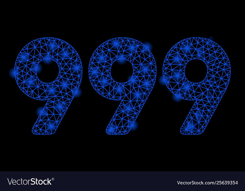 Bright mesh network 999 digits text with light