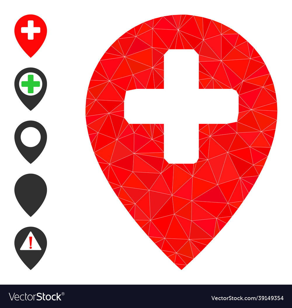 Clinic map pointer triangle icon and other icons vector image Clinic map pointer triangle icon and other icons