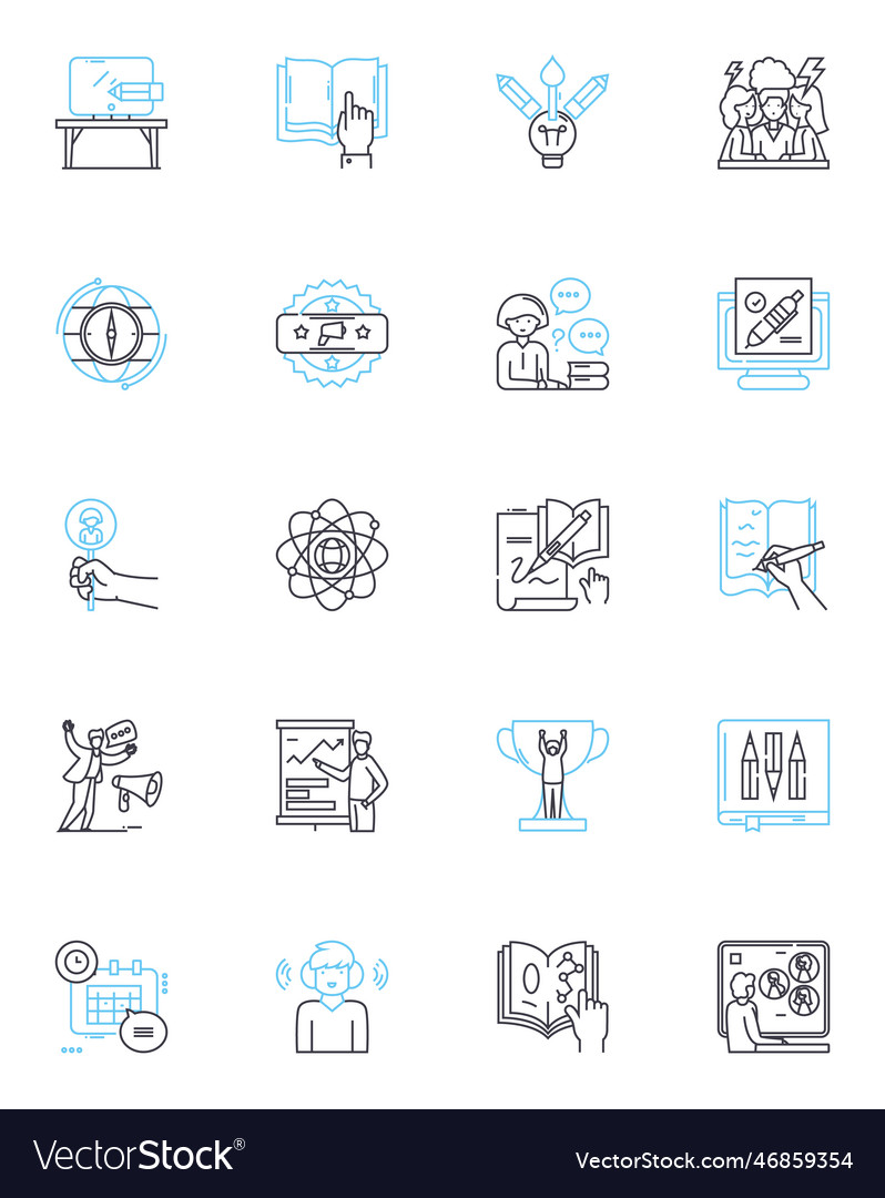Cyber tutorials linear icons set cybersecurity vector image Cyber tutorials linear icons set cybersecurity