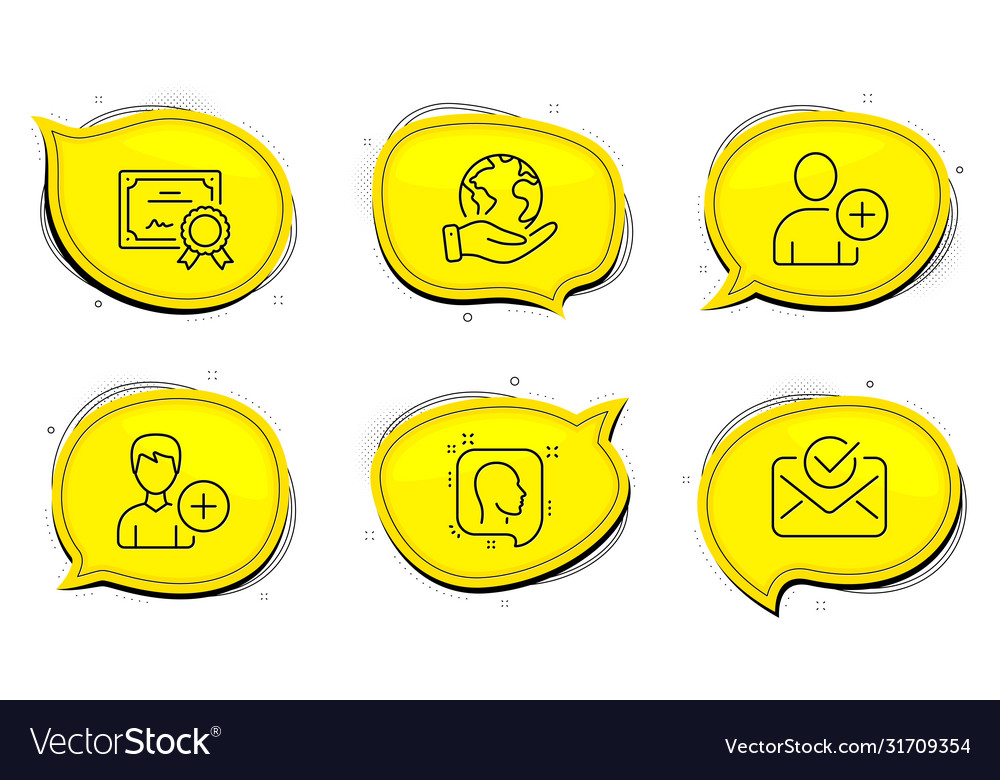 Head add user and person icons set approved