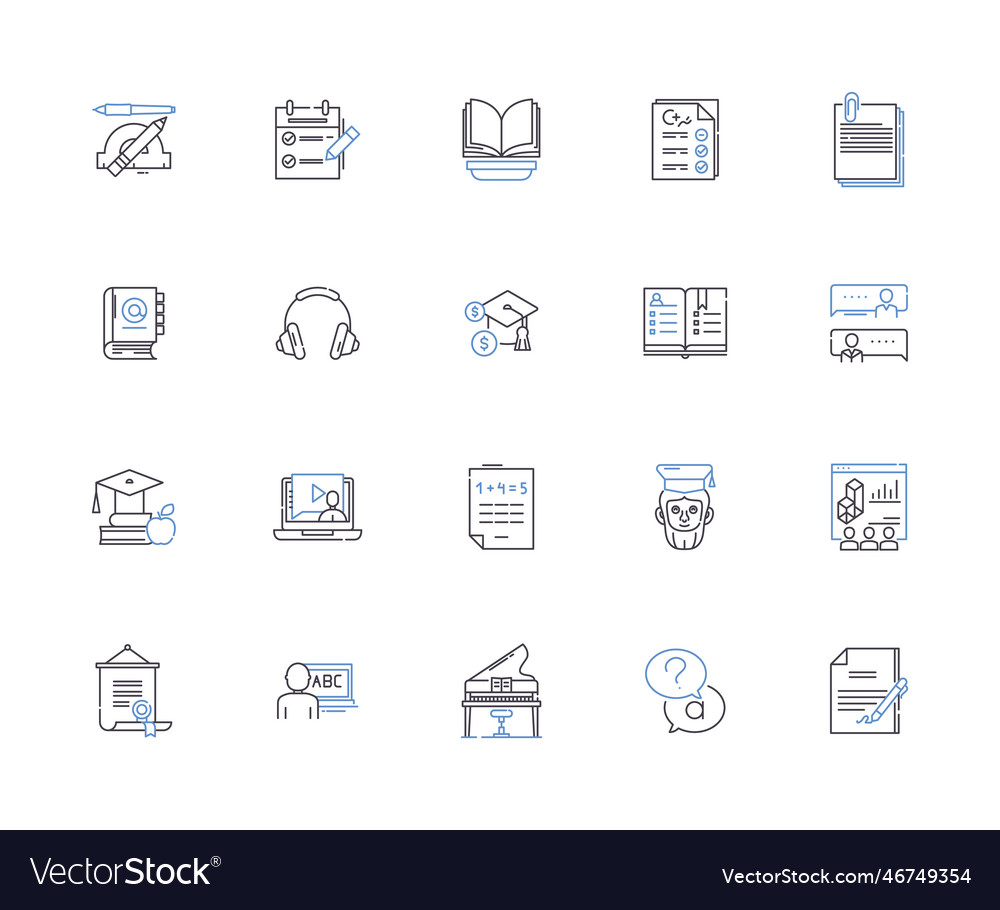 Homework outline icons collection exercise Vector Image Homework outline icons collection exercise