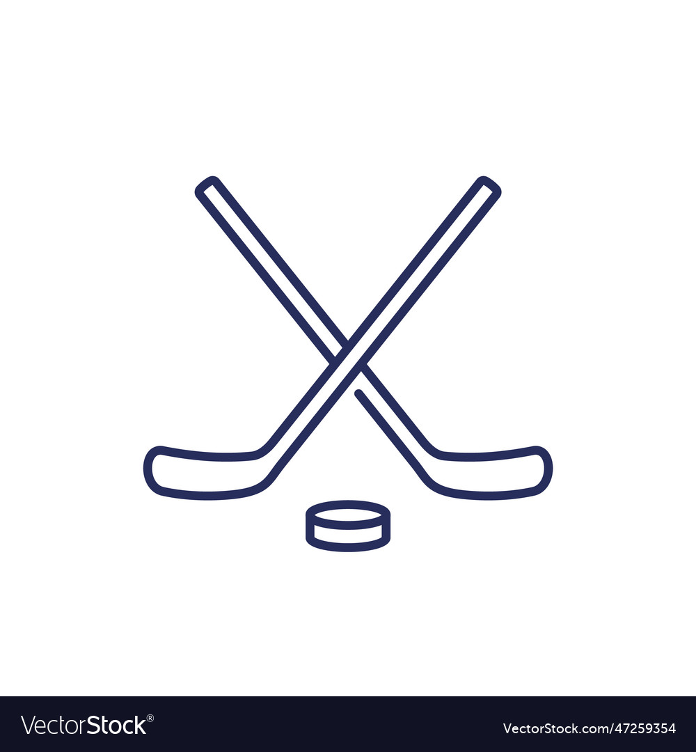 Ice hockey line icon with sticks Royalty Free Vector Image