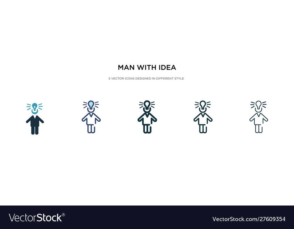Man with idea icon in different style two