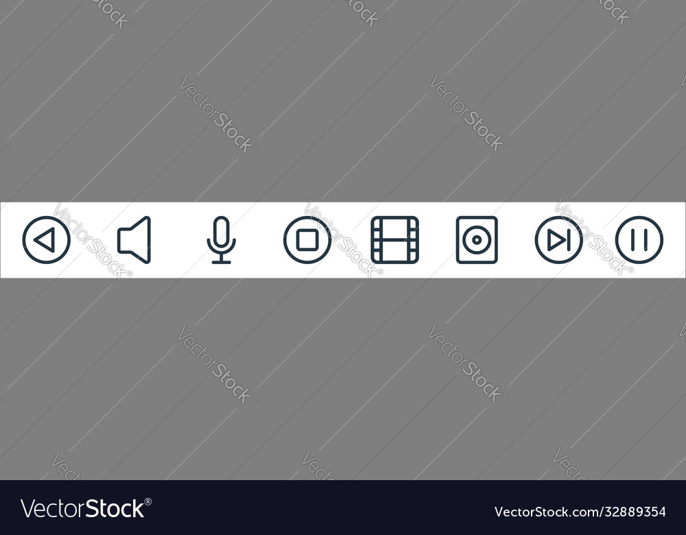 Multimedia line icons linear set quality vector image Multimedia line icons linear set quality