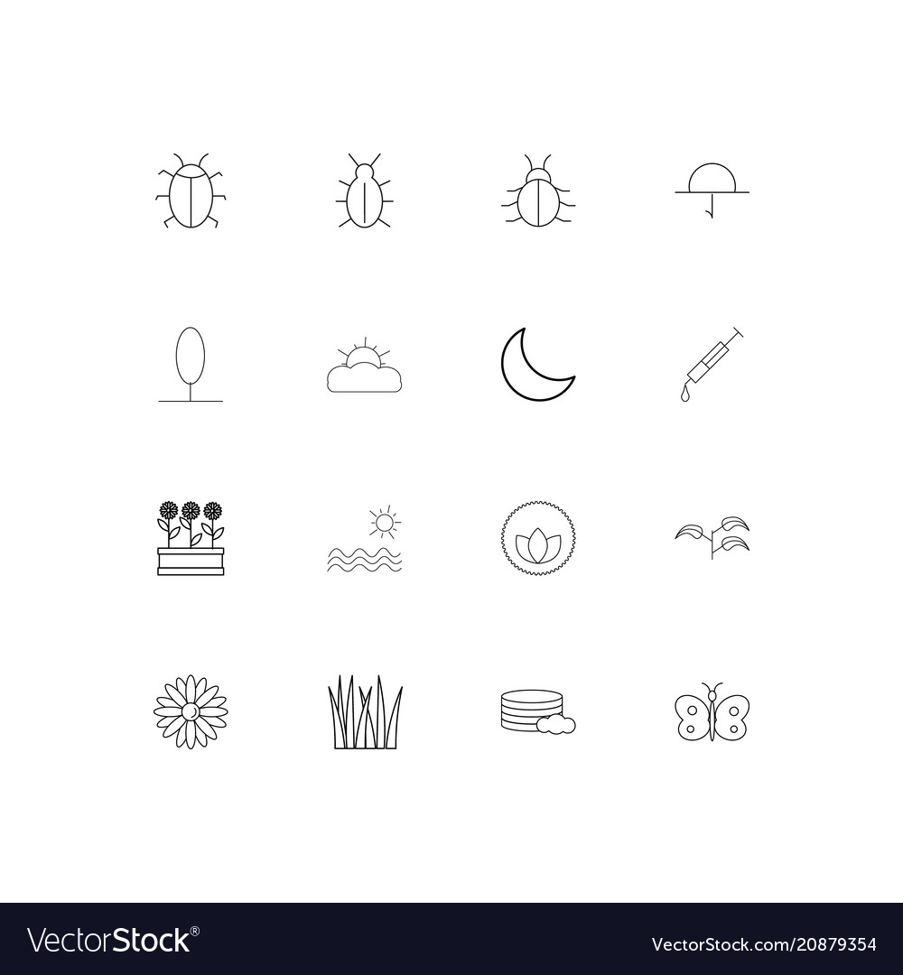 Nature linear thin icons set outlined simple