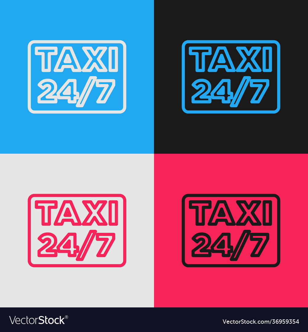 Pop art line map pointer with taxi icon isolated vector image Pop art line map pointer with taxi icon isolated