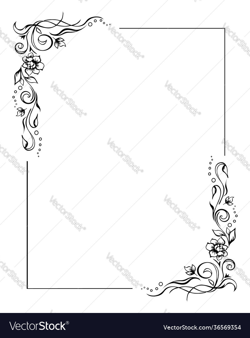 Rectangular floral frame rose border template vector image Rectangular floral frame rose border template