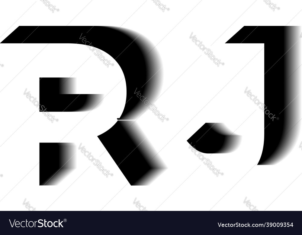 Rj monogram shadow shape style Vector Image Rj monogram shadow shape style