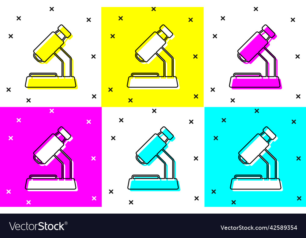 Set microscope icon isolated on color background vector image Set microscope icon isolated on color background