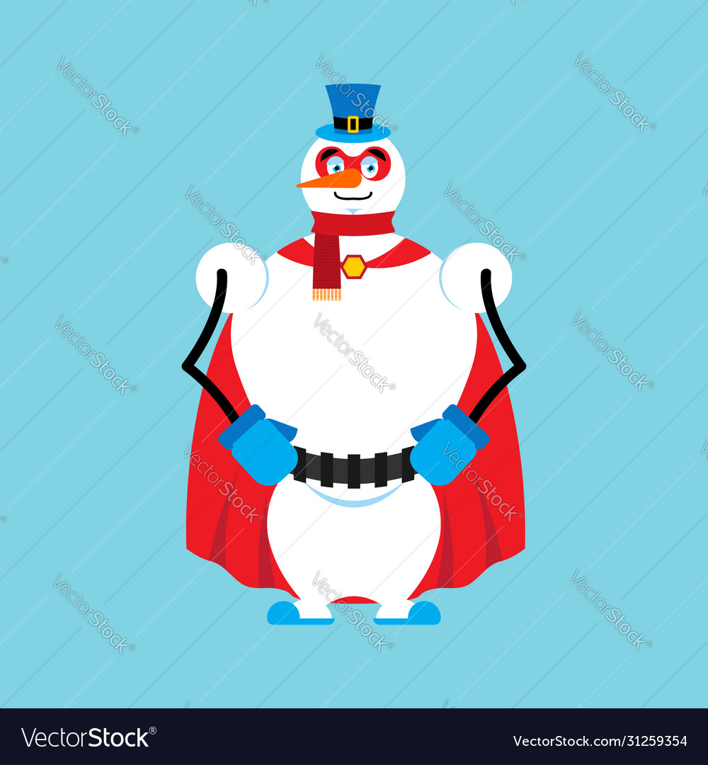 Snowman superhero super snow man in mask Vector Image