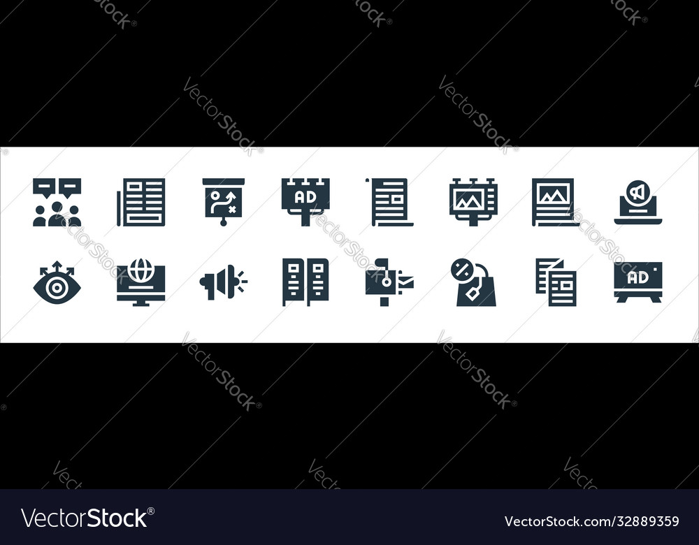 Advertisement line icons linear set quality Vector Image Advertisement line icons linear set quality