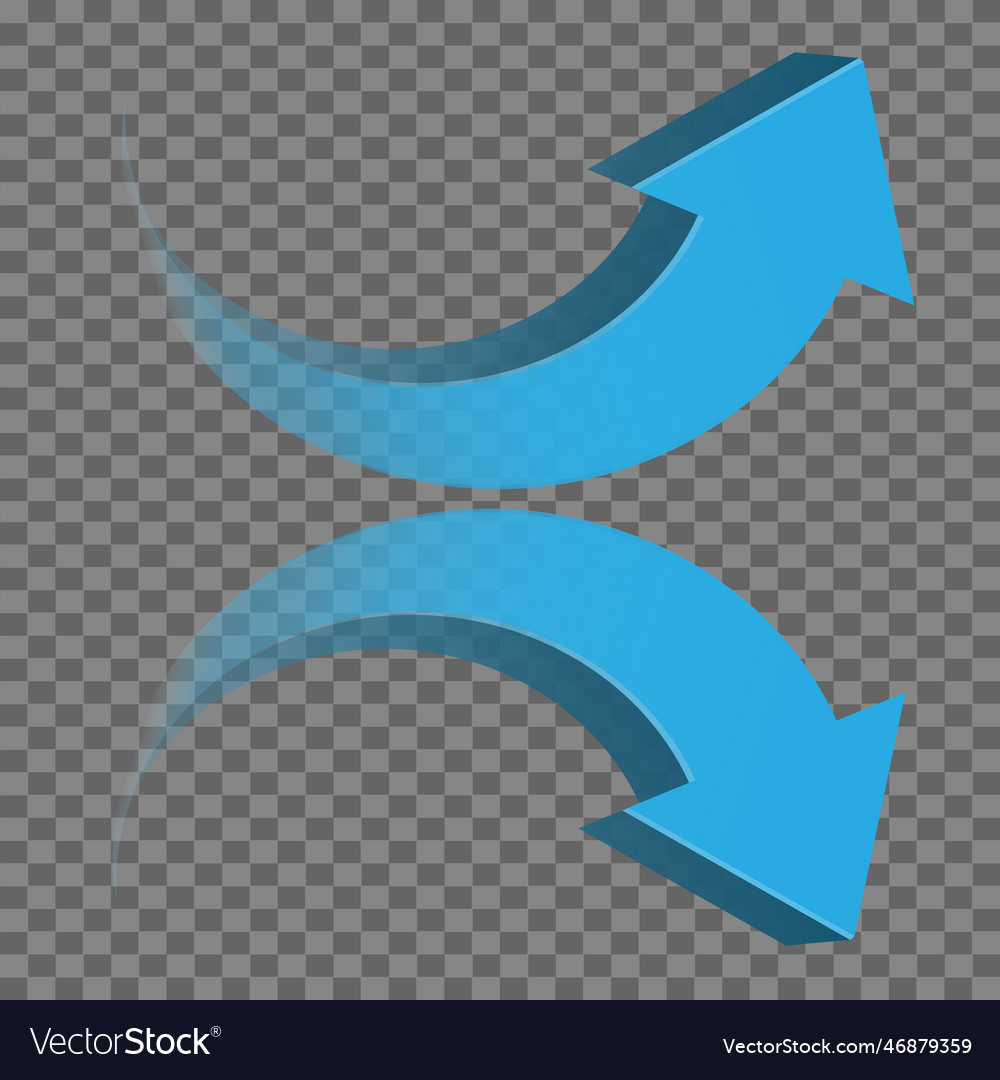 Blue twin arrow 3d curve direction gradient vector image Blue twin arrow 3d curve direction gradient