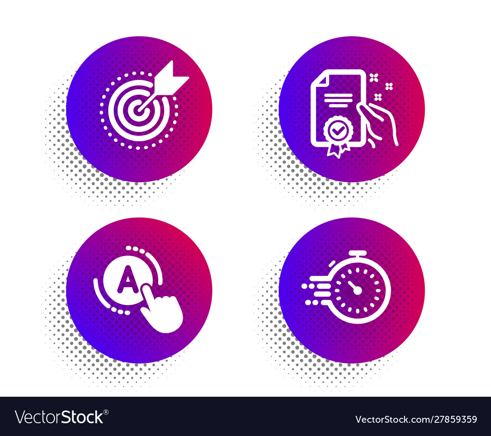Certificate ab testing and target purpose icons vector image Certificate ab testing and target purpose icons