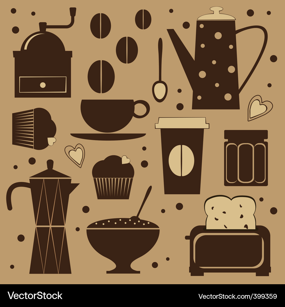 Coffee set Royalty Free Vector Image - VectorStock