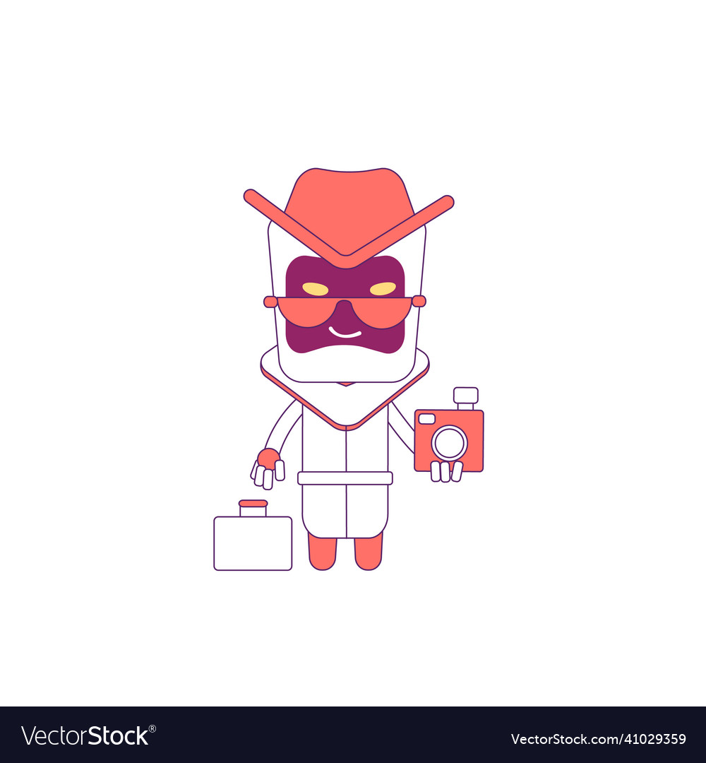 Detective robot with camera red linear object vector image Detective robot with camera red linear object