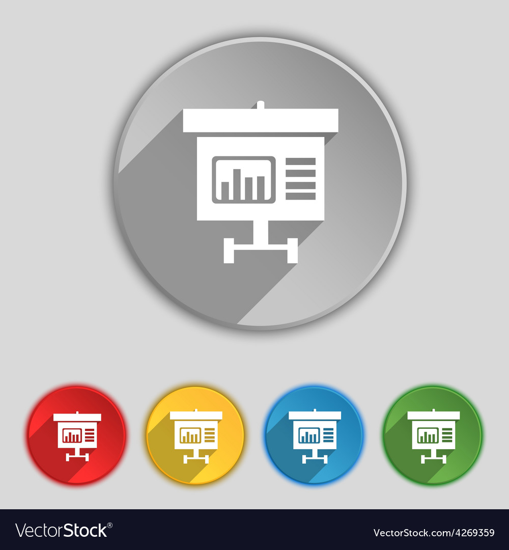 Graph icon sign symbol on five flat buttons