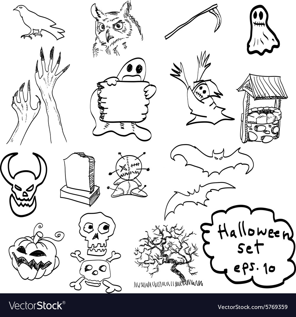 Halloween objects icon set