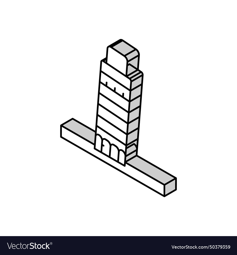 Leaning tower of pisa isometric icon Royalty Free Vector