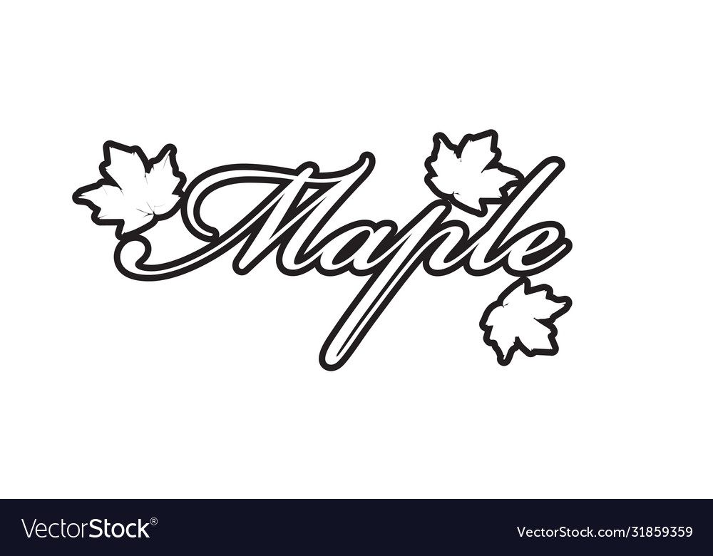 Maple word text with leaf design Royalty Free Vector Image