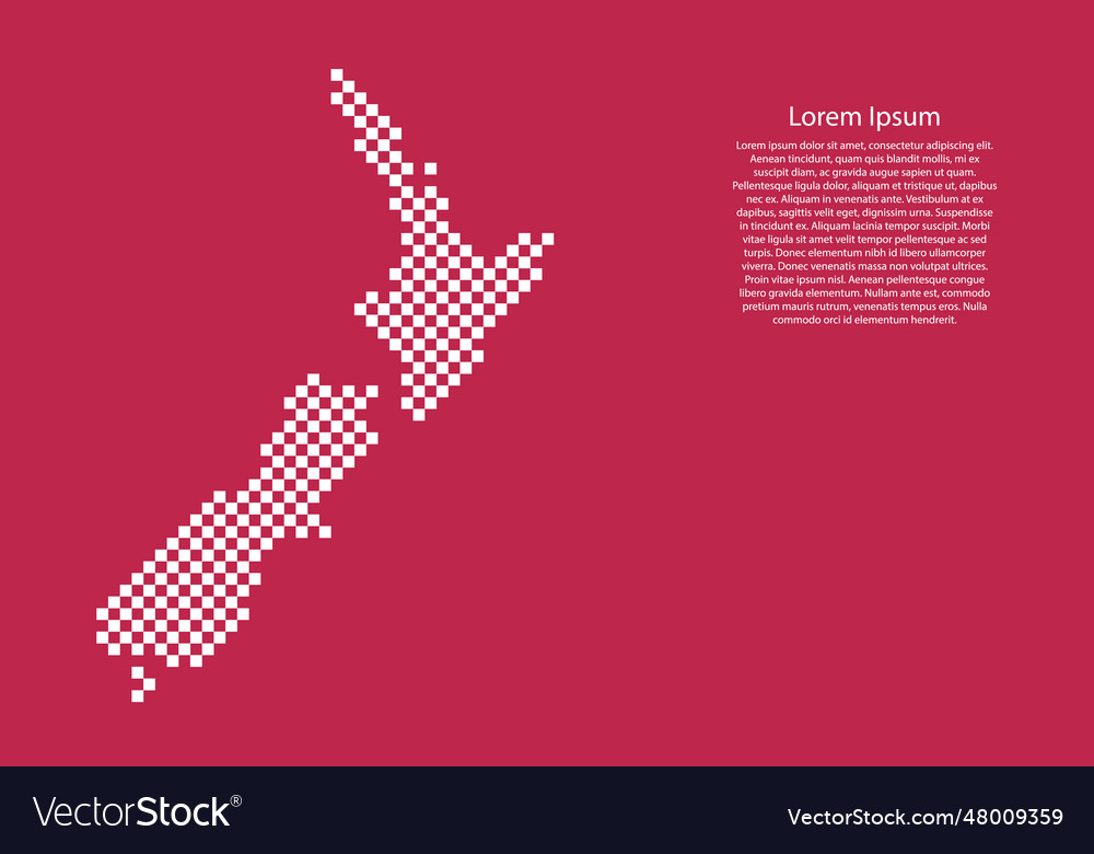 New zealand map country from checkered white