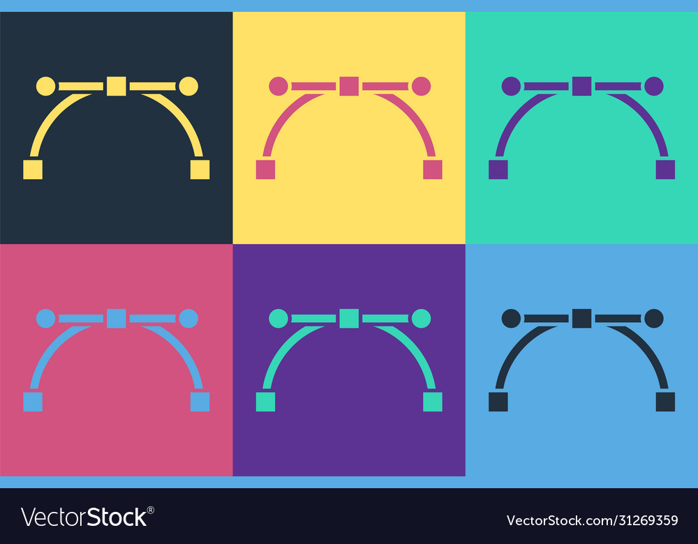 Pop art bezier curve icon isolated on color vector image Pop art bezier curve icon isolated on color