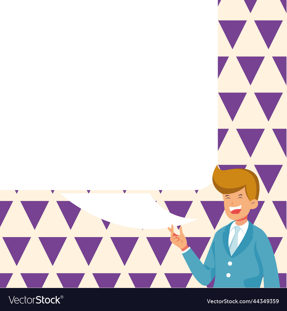 Presenter with conversation bubble showing new Vector Image Presenter with conversation bubble showing new